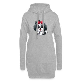 shih tzu 3 - Sweat-shirt à capuche long Femme - gris chiné - Devant