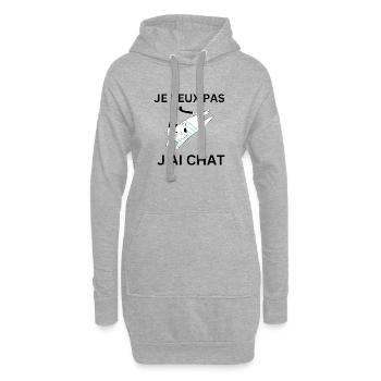 je peux pas j ai CHAT - Sweat-shirt à capuche long Femme - gris chiné - Devant