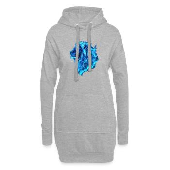 Flammes Bleu Lion - Sweat-shirt à capuche long Femme - gris chiné - Devant