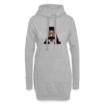 Lettre a tigre - idée cadeau - Sweat-shirt à capuche long Femme - gris chiné - Devant