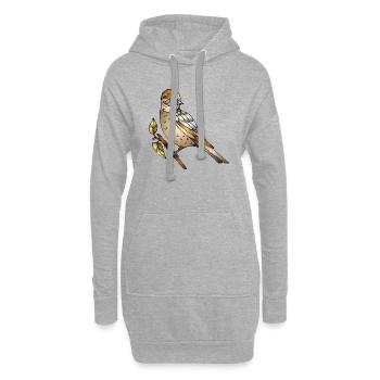 Bunter Vogel - Hoodie-Kleid - Grau meliert - Vorne