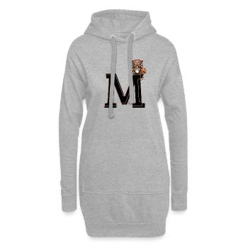 Buchstabe m Tiger - Geschenkidee - Hoodie-Kleid - Grau meliert - Vorne