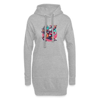 Le Père Noël chevauche le renne Rudolph - Sweat-shirt à capuche long Femme - gris chiné - Devant