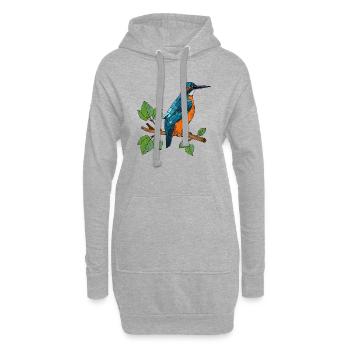Bunter Vogel - Hoodie-Kleid - Grau meliert - Vorne