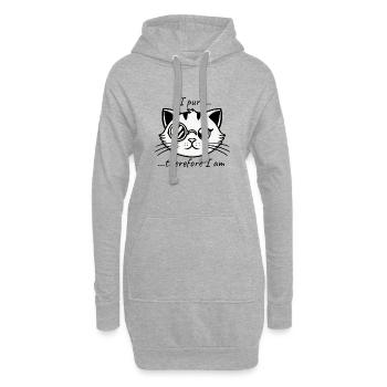Ich schnurre, also bin ich - Philosoph Katzendesign - Hoodie-Kleid - Grau meliert - Vorne