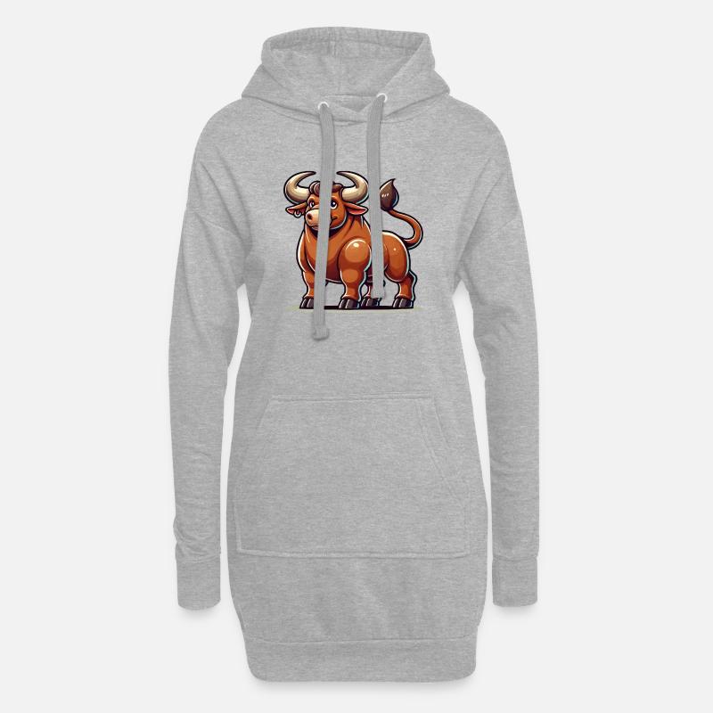 Stier Comic - Hoodie-Kleid - Grau meliert
