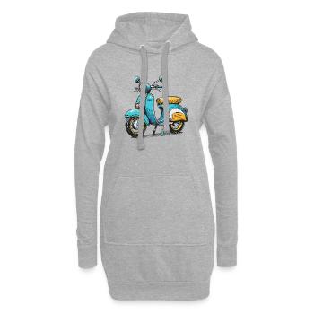 DDR Moped – Vintage Charme im Retro-Stil - Hoodie-Kleid - Grau meliert - Vorne