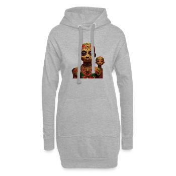 🪆 Poupée Vaudou aux Couleurs de l’Afrique - Sweat-shirt à capuche long Femme - gris chiné - Devant