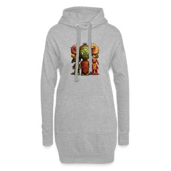 🪆 Poupée Vaudou aux Couleurs de l’Afrique - Sweat-shirt à capuche long Femme - gris chiné - Devant