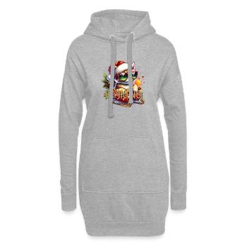 Traîneau de Noël Chat Drôle - Sweat-shirt à capuche long Femme - gris chiné - Devant