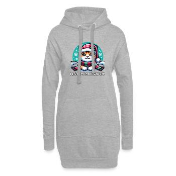 Chat mignon Noël - Sweat-shirt à capuche long Femme - gris chiné - Devant