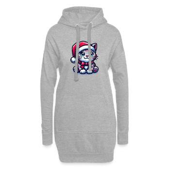 Chat mignon Noël - Sweat-shirt à capuche long Femme - gris chiné - Devant