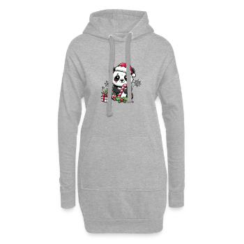 Niedlicher Weihnachtspanda Weihnachten Panda - Hoodie-Kleid - Grau meliert - Vorne