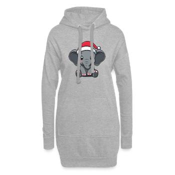 Noël des éléphants - Sweat-shirt à capuche long Femme - gris chiné - Devant