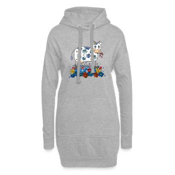 Vache - Sweat-shirt à capuche long Femme - gris chiné - Devant