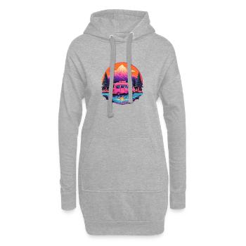 Camper im Sonnenuntergang - Outdooradventure - Hoodie-Kleid - Grau meliert - Vorne