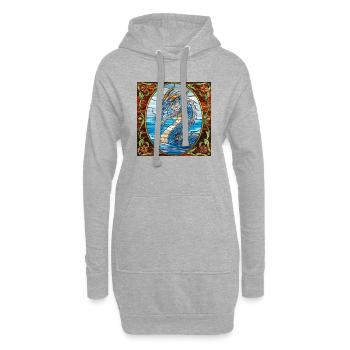 Drache: Der Wächter des Sees - Hoodie-Kleid - Grau meliert - Vorne