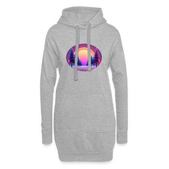 Waldwiese im Sonnenuntergang im Blumenmeer - Hoodie-Kleid - Grau meliert - Vorne