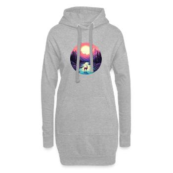 Cerf majestueux au coucher du soleil Cadeau - Sweat-shirt à capuche long Femme - gris chiné - Devant