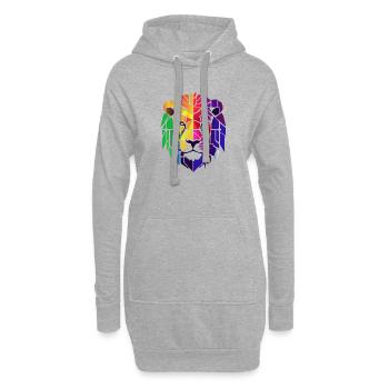 Abstrakter Regenbogen Löwe - Hoodie-Kleid - Grau meliert - Vorne