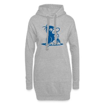 Le pingouin mange du poisson pêché Trou Fond Faim Cool - Sweat-shirt à capuche long Femme - gris chiné - Devant