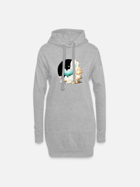 Whale and Petunias - Hoodie-Kleid - Grau meliert