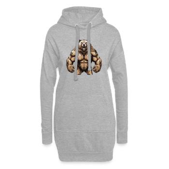 Grizzly Bear Bête Fitness Muscles - Sweat-shirt à capuche long Femme - gris chiné - Devant