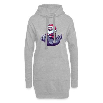 Robbe Tier Weihnachtsmann Cartoon - Hoodie-Kleid - Grau meliert - Vorne