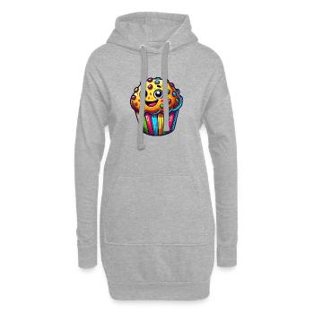 Muffin Cartoon - Hoodie-Kleid - Grau meliert - Vorne