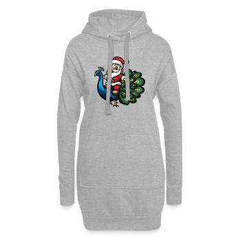 Pfau Vogel Weihnachtsmann Cartoon - Hoodie-Kleid - Grau meliert - Vorne