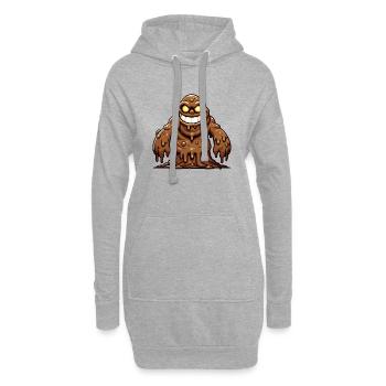 monstre de boue - Sweat-shirt à capuche long Femme - gris chiné - Devant
