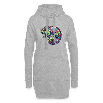 caméléon - Sweat-shirt à capuche long Femme - gris chiné - Devant