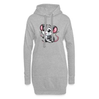 Mauskind winkt - Hoodie-Kleid - Grau meliert - Vorne
