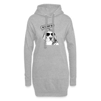Hund mit Sonnenbrillen und Kapuze - Hoodie-Kleid - Grau meliert - Vorne