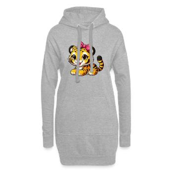 Mädchen Tiger - Hoodie-Kleid - Grau meliert - Vorne