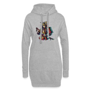 samouraï - Sweat-shirt à capuche long Femme - gris chiné - Devant