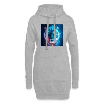 Tigre lumineux – Art mystique en bleu - Sweat-shirt à capuche long Femme - gris chiné - Devant