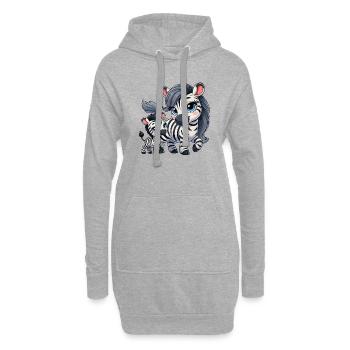 Zebra-Mutter mit Kind - Hoodie-Kleid - Grau meliert - Vorne