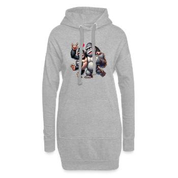 Couple de gorilles - Sweat-shirt à capuche long Femme - gris chiné - Devant