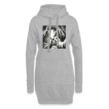 Drôle de chat OVNI extraterrestre - Sweat-shirt à capuche long Femme - gris chiné - Devant