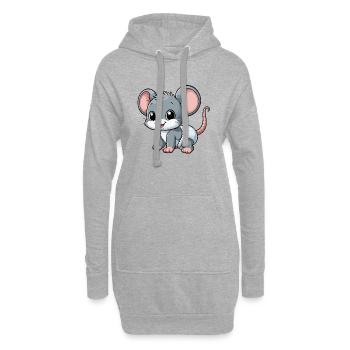 Babymaus mit Windel - Hoodie-Kleid - Grau meliert - Vorne