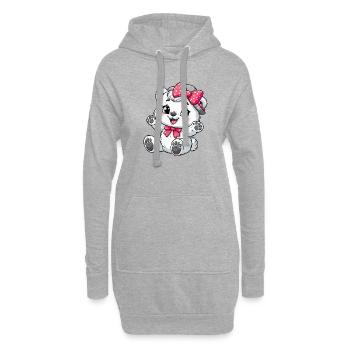Bébé ours polaire fille - Sweat-shirt à capuche long Femme - gris chiné - Devant