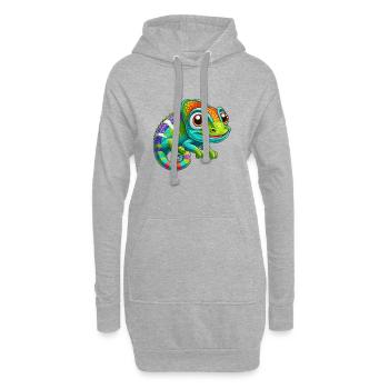 Caméléon - Sweat-shirt à capuche long Femme - gris chiné - Devant