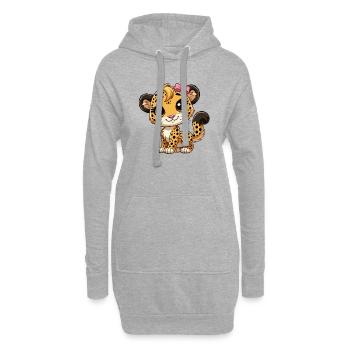 Guépard filles - Sweat-shirt à capuche long Femme - gris chiné - Devant