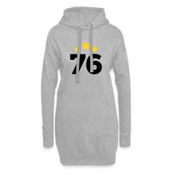 76 Jahre Stern - Geschenk zum 76. Jubiläum - Hoodie-Kleid - Grau meliert - Vorne