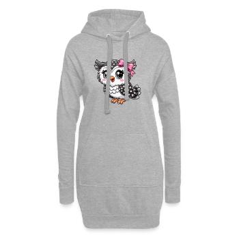 Fille hibou - Sweat-shirt à capuche long Femme - gris chiné - Devant