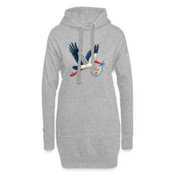 Storch mit Kind - Hoodie-Kleid - Grau meliert - Vorne