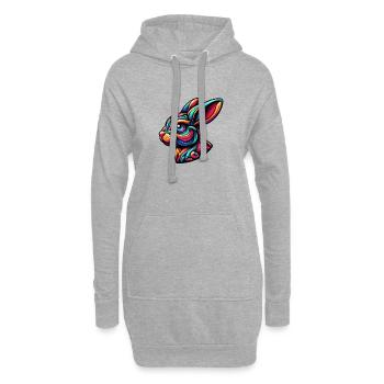 Illustration abstraite de lapin - Sweat-shirt à capuche long Femme - gris chiné - Devant