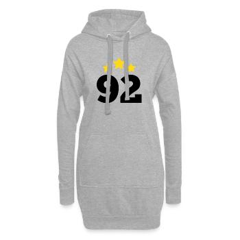92 Jahre Stern - Geschenk zum 92. Jubiläum - Hoodie-Kleid - Grau meliert - Vorne