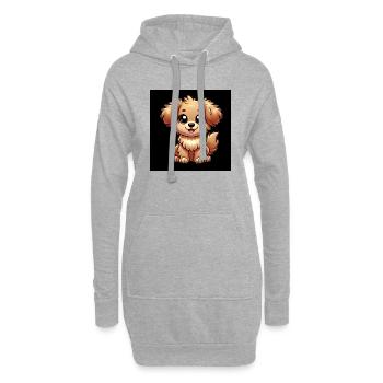 Niedlicher Hund - Hoodie-Kleid - Grau meliert - Vorne